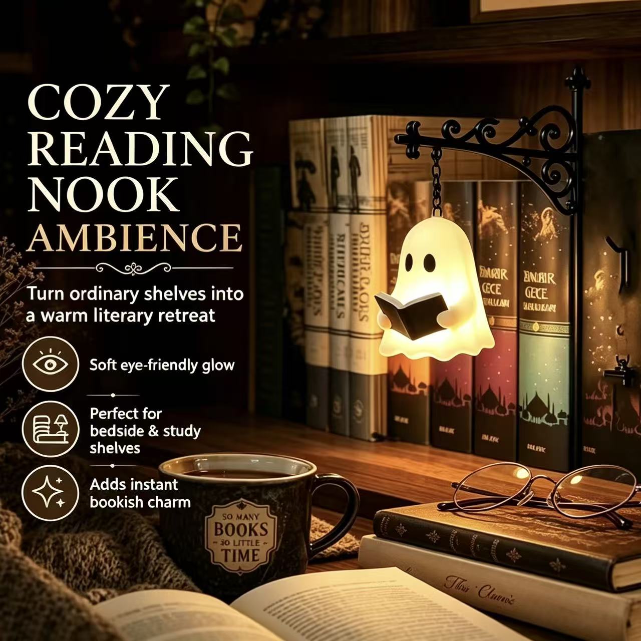📚Clip‑On Bookshelf Hanging Night Light✨