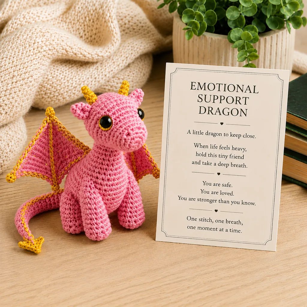 🐉 A Tiny Guardian for Your Big Days — Handcrafted Dragon Pocket Buddy with Encouragement Card