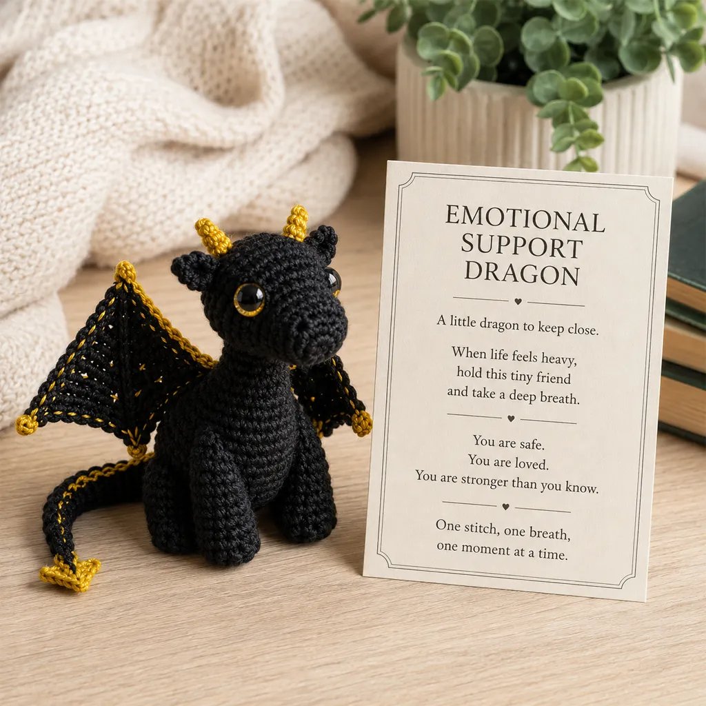 🐉 A Tiny Guardian for Your Big Days — Handcrafted Dragon Pocket Buddy with Encouragement Card