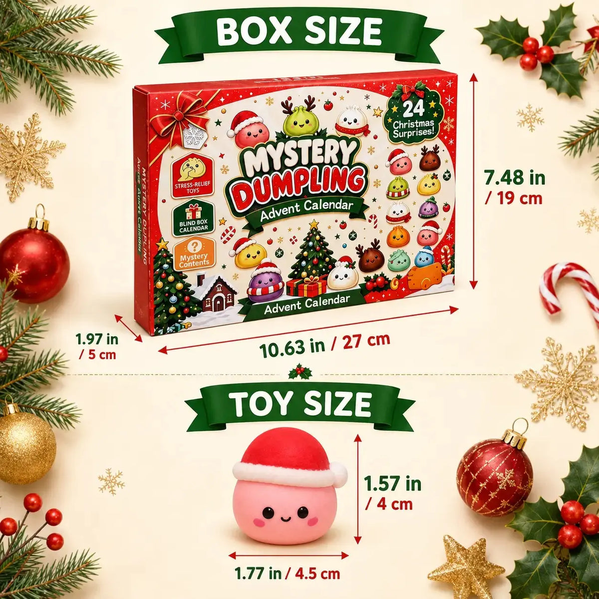 2026 Christmas Advent Calendar Gift for Kids – 24 Days of Squishy Surprises