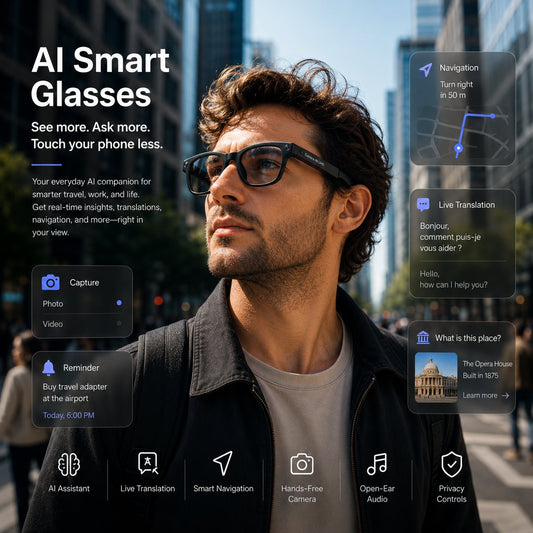 👓 AI Smart Glasses Photochromic lenses 🎥 4K POV Camera | Multi-Language Translation & AR Navigation