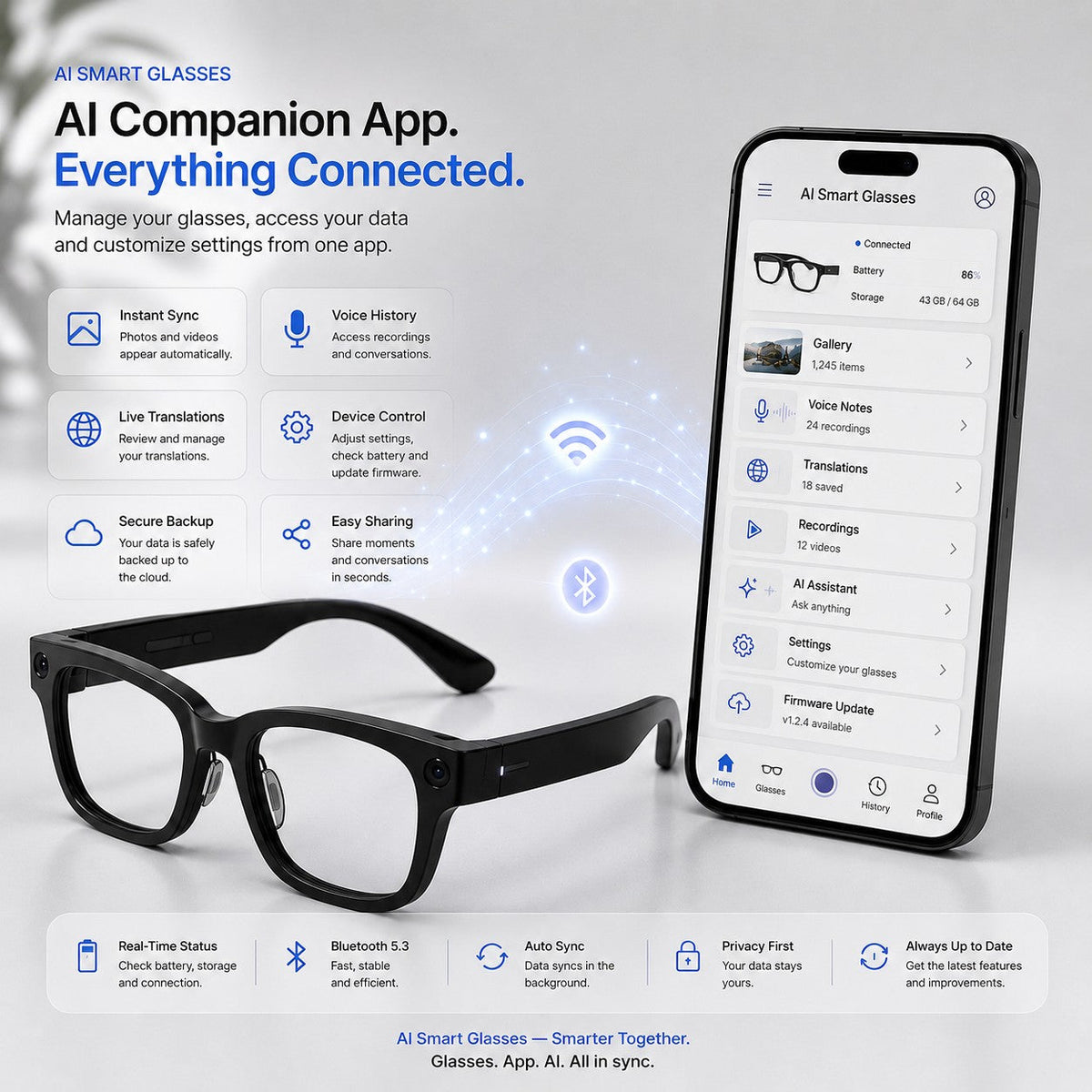 👓 AI Smart Glasses Photochromic lenses 🎥 4K POV Camera | Multi-Language Translation & AR Navigation