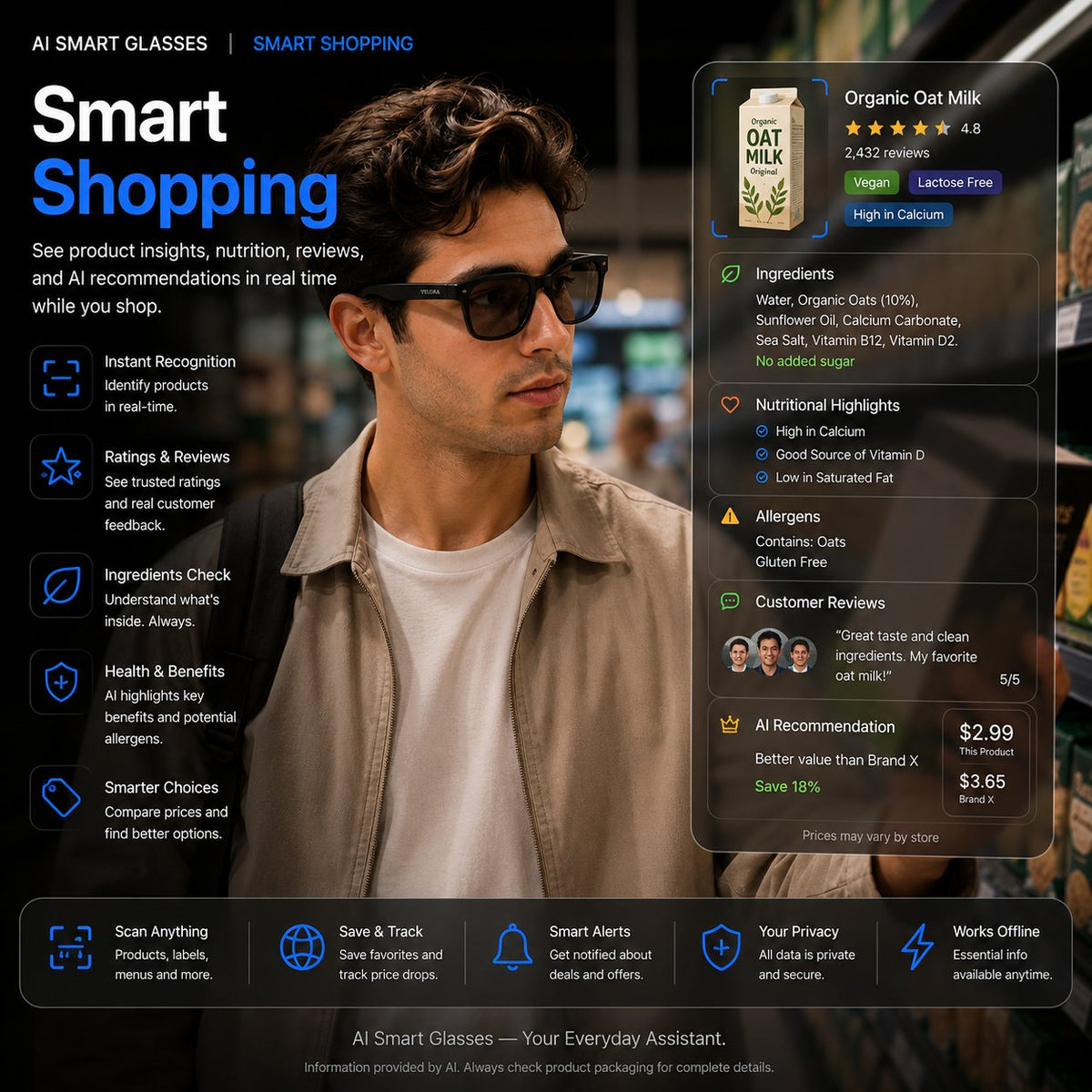 👓 AI Smart Glasses Photochromic lenses 🎥 4K POV Camera | Multi-Language Translation & AR Navigation