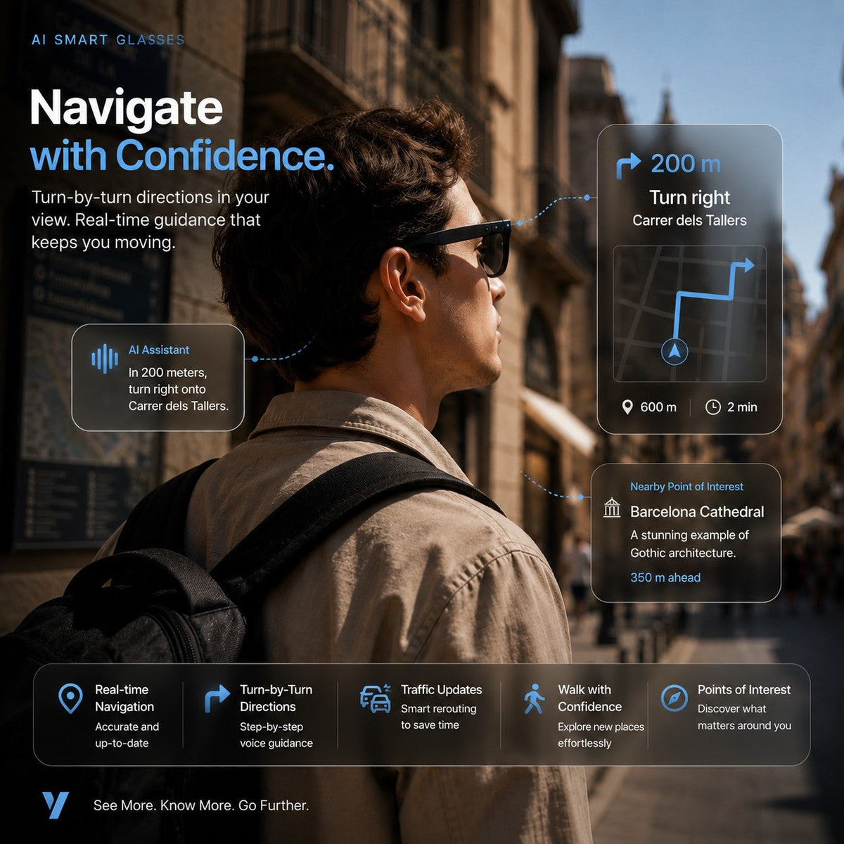 👓 AI Smart Glasses Photochromic lenses 🎥 4K POV Camera | Multi-Language Translation & AR Navigation