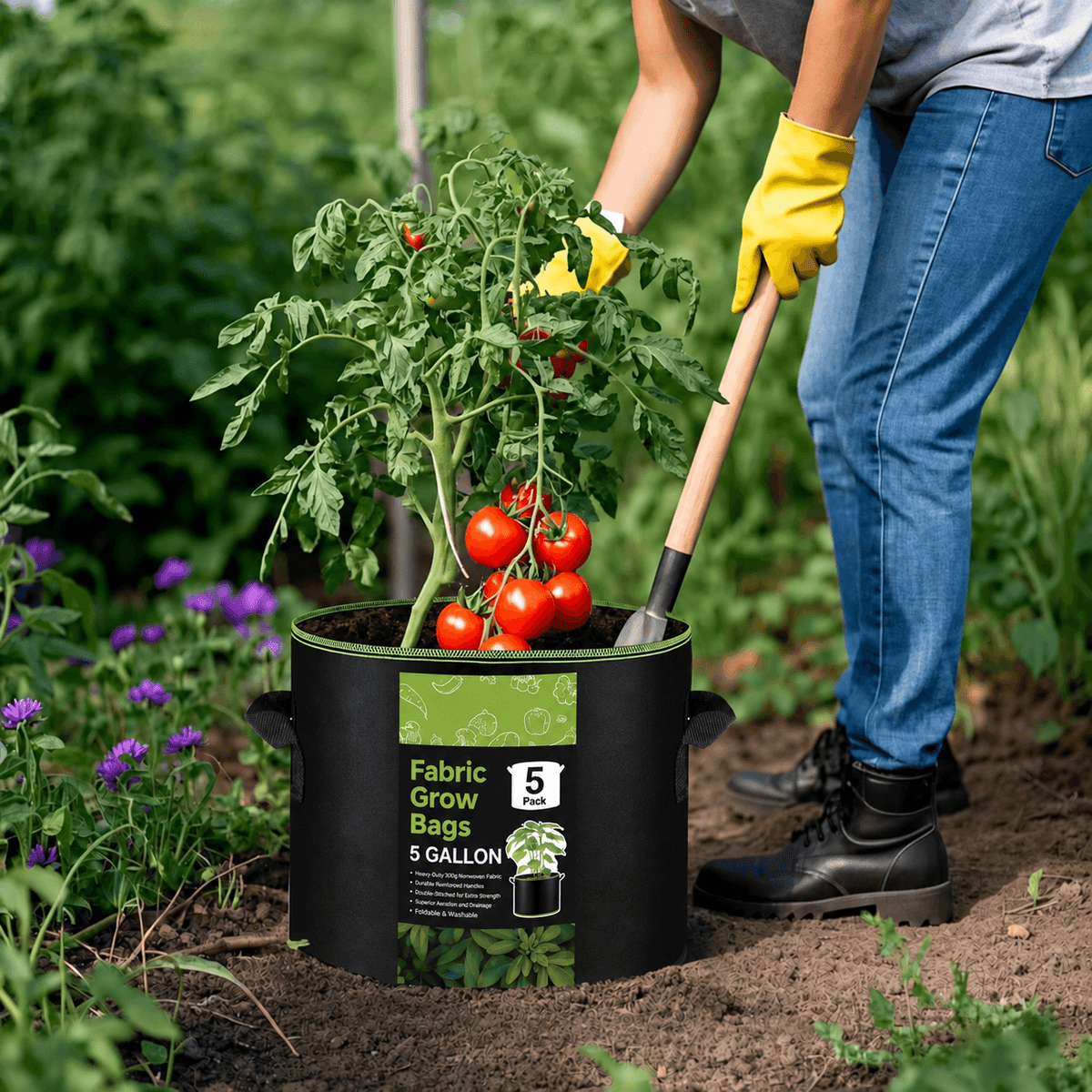 🌿 🥔Heavy Duty 5&10 Gallon Grow Bags 🥕🍅– Fabric Pots with Handles for Garden Plants