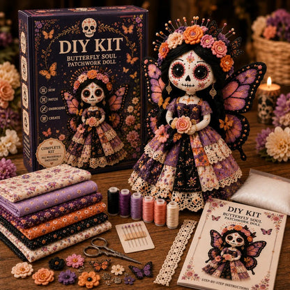 🔥LAST DAY 49% OFF - 🎃Day of the Dead DIY Patchwork Doll Sewing Kit | Sugar Skull Decor
