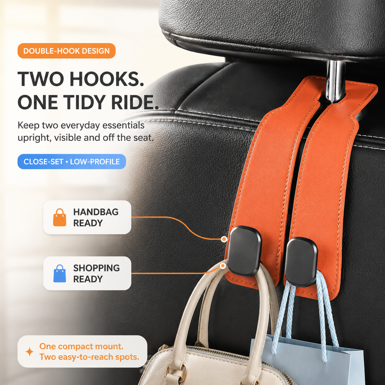 🚗 Multi-Purpose Car Seat Hooks – Dual-Hook Design 💪 Heavy-Duty Storage