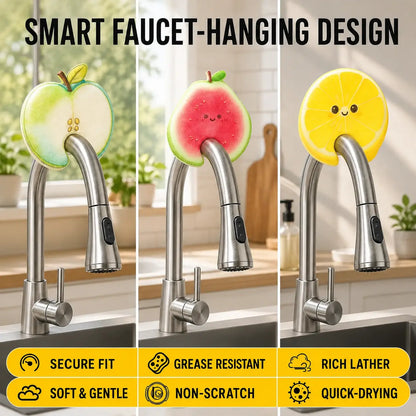 [ Non-Scratch Compressed Cellulose Sponges, Cute Fruit-Shaped Pop-Up Kitchen Sponges