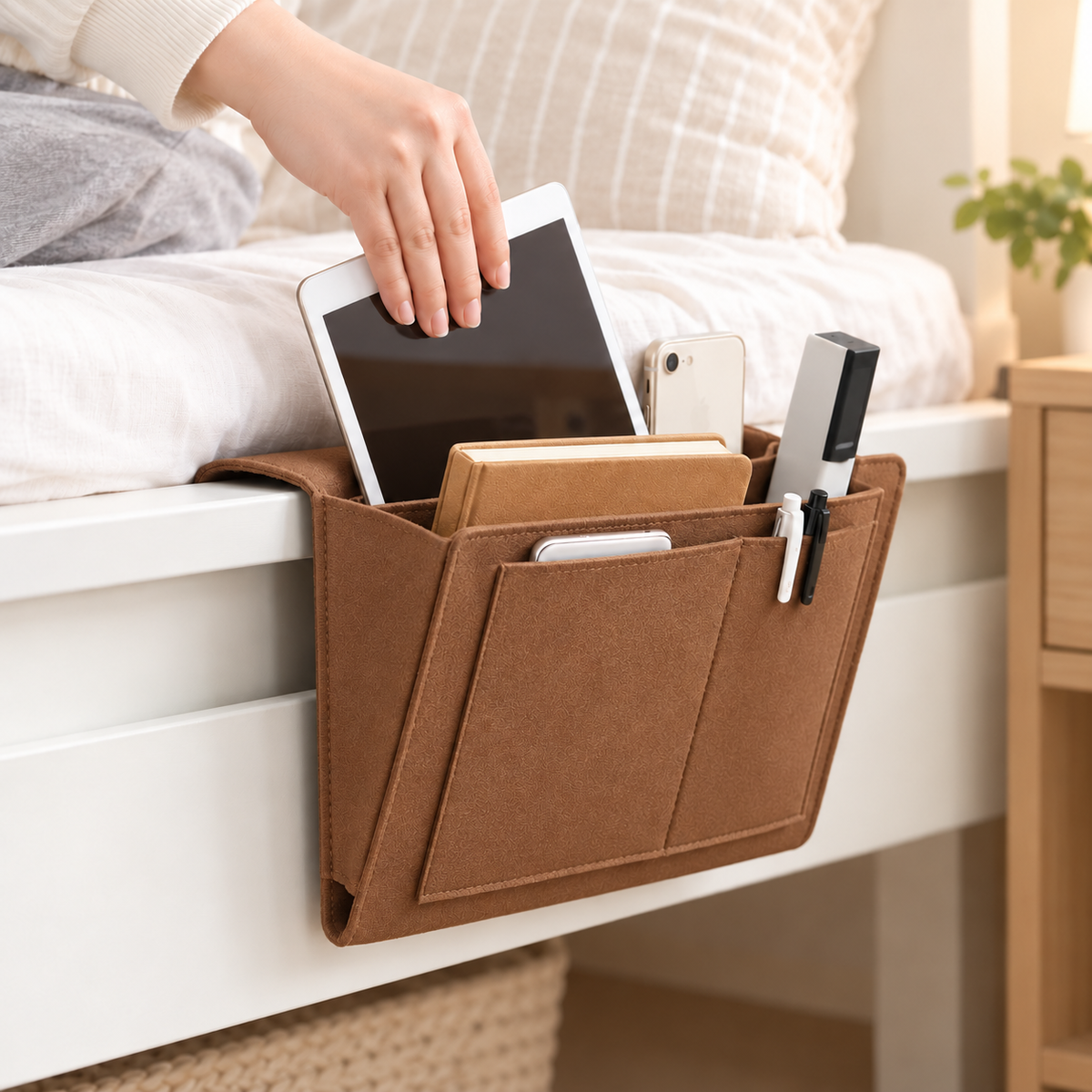 🥳2026 HOT SALE🥳💞50K+ SOLD! 🛏️ Bedside Hanging Storage Bag – Multi-Pocket Felt Organizer