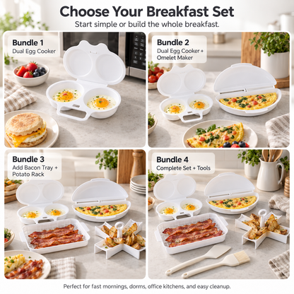 🔥Microwave Egg Poacher – Dual-Cavity Food-Grade PP Cooker– Ideal for Home, Office & Travel!
