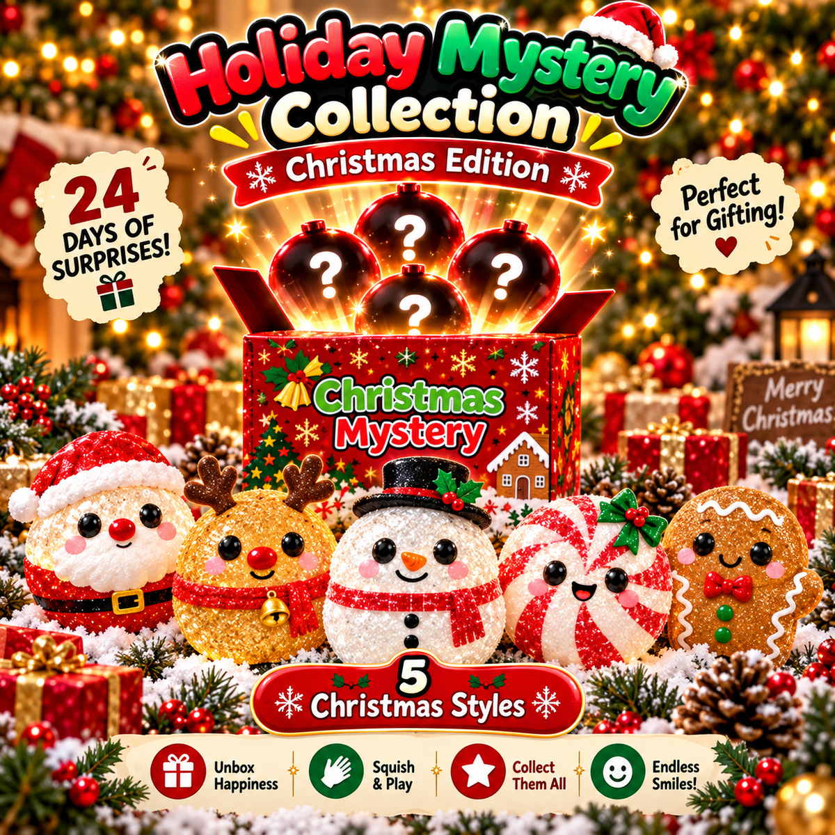 🎈Limited stock Holiday Mystery Dumpling Squishy – Halloween & Christmas Editions