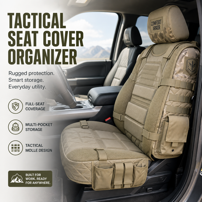 Tactical MOLLE Car Seat Cover Organizer – Rugged Protection & Smart Storage🚘🚙🚛
