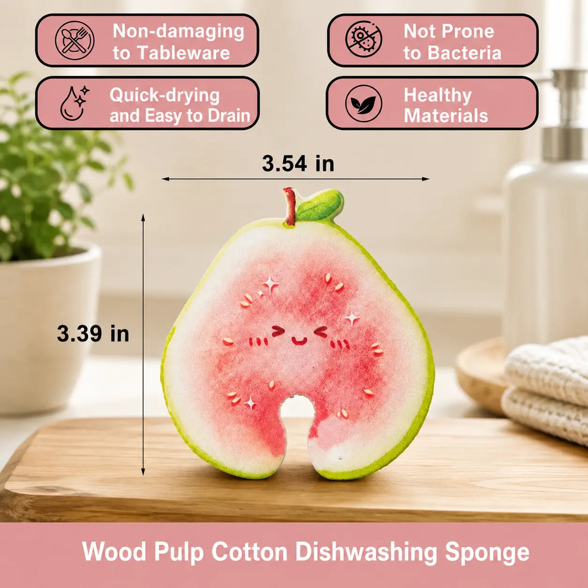 [ Non-Scratch Compressed Cellulose Sponges, Cute Fruit-Shaped Pop-Up Kitchen Sponges