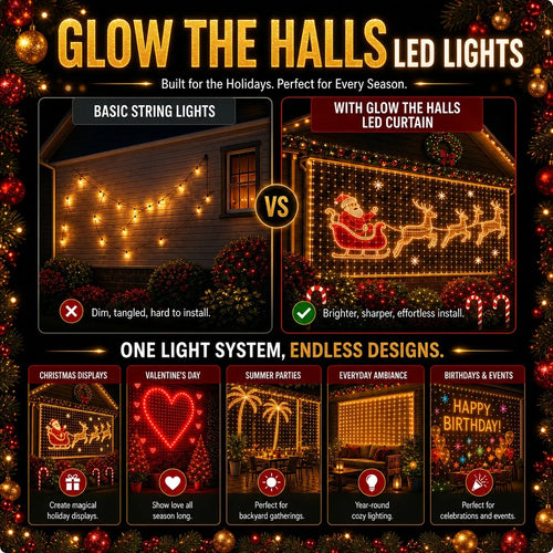 🎇Turn Any Window Into a Light Show.One Light Curtain. Endless Occasions.Create animated patterns, holiday scenes, custom messages and more — all from your phone.
