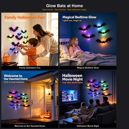🎃 Light-Up 3D Bat Wall Stickers | Viral Halloween Yard Decor🦇🔥🔥🔥