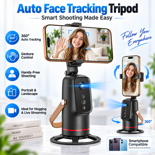 ✨Last Day 49% OFF📱360° Auto Face Tracking Phone Holder – Gesture Control Hands-Free Vlogging Stand
