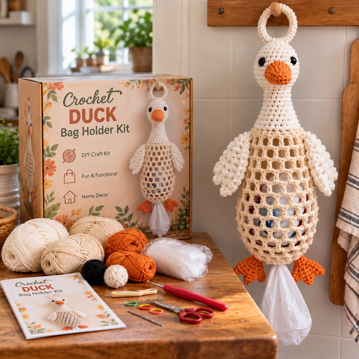 🧶Crochet Animal Bag Holder DIY Kit – 🐻 Cute & Functional Hanging Storage Craft Kit