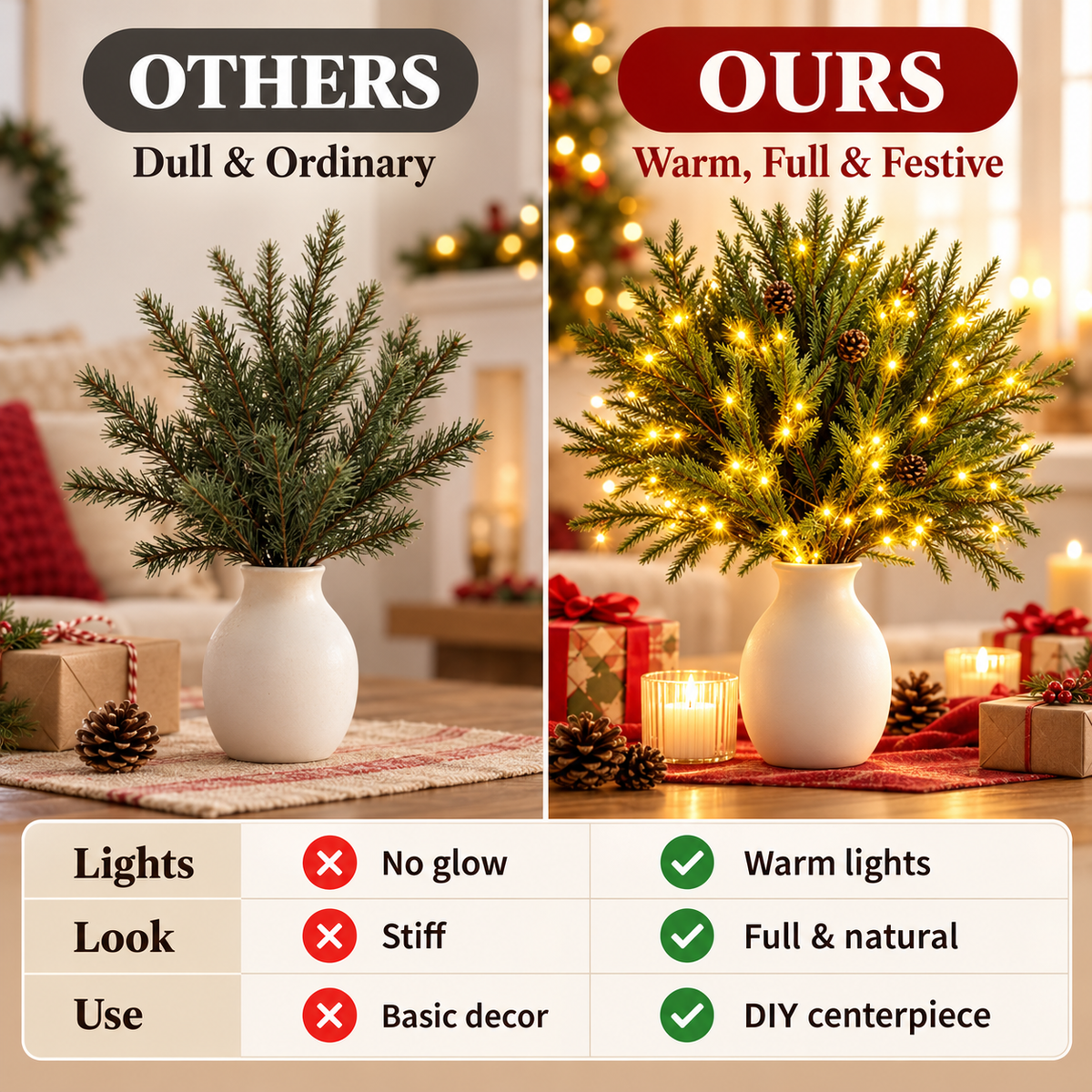🎄 Artificial Pine Branches – DIY Christmas Greenery & Holiday Decor