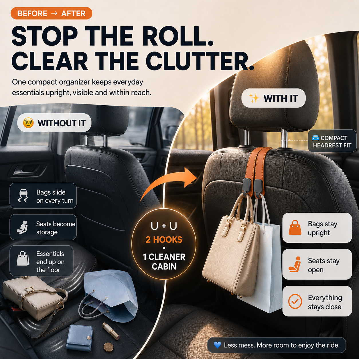 🚗 Multi-Purpose Car Seat Hooks – Dual-Hook Design 💪 Heavy-Duty Storage