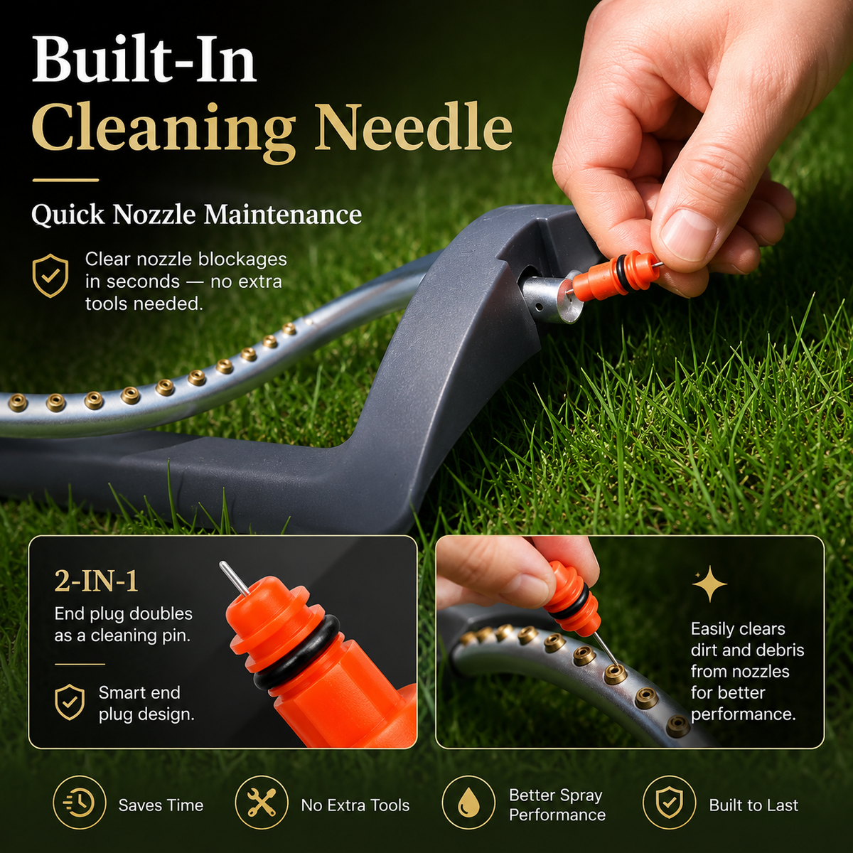 32FT Oscillating Lawn Sprinkler – Wide Coverage & 4 Spray Modes