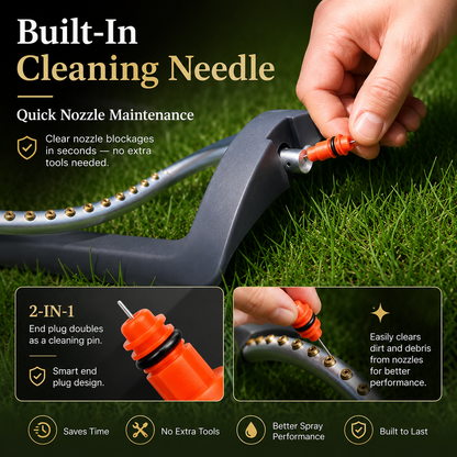 32FT Oscillating Lawn Sprinkler – Wide Coverage & 4 Spray Modes