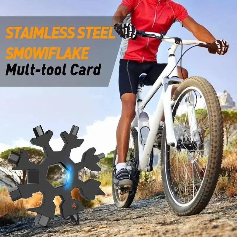 18-in-1 Snowflake Multi-Tool Keychain — EDC Wrench, Screwdriver & Bottle Opener