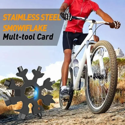 18-in-1 Snowflake Multi-Tool Keychain — EDC Wrench, Screwdriver & Bottle Opener