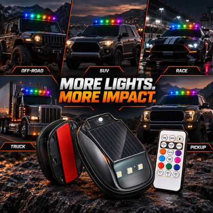 💡Upgrade Your Ride — Solar RGB Roof Lights |  Detachable & Easy Install 🚙