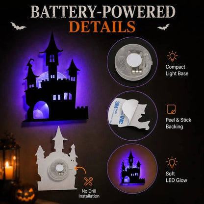 Halloween LED Silhouette Wall Light Stickers(8PCS One Set)