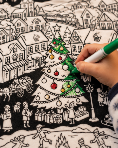 🎄 Color-Your-Own Christmas Fleece Blanket – Creative Holiday Activity + Fabric Markers