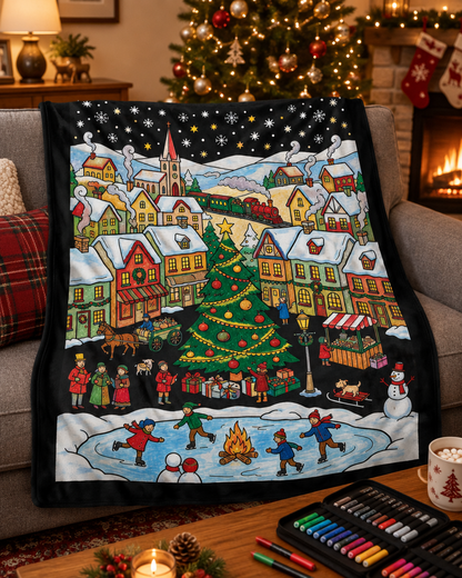 🎄 Color-Your-Own Christmas Fleece Blanket – Creative Holiday Activity + Fabric Markers