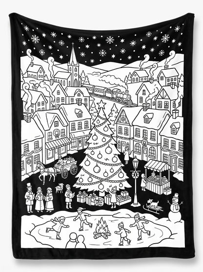 🎄 Color-Your-Own Christmas Fleece Blanket – Creative Holiday Activity + Fabric Markers