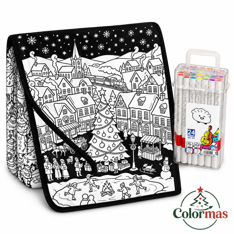 Christmas Village coloring blanket