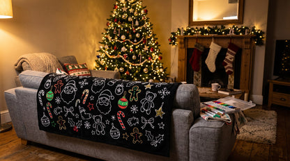 🎄 Color-Your-Own Christmas Fleece Blanket – Creative Holiday Activity + Fabric Markers