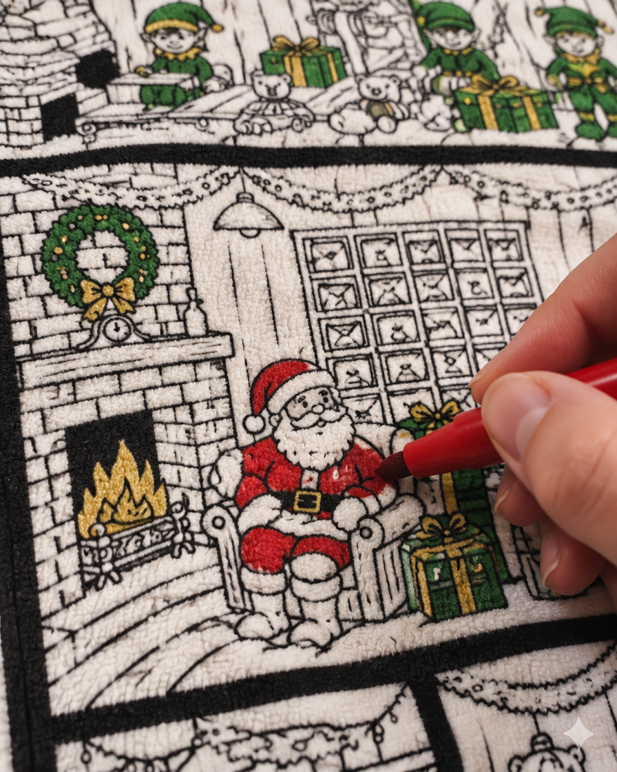 🎄 Color-Your-Own Christmas Fleece Blanket – Creative Holiday Activity + Fabric Markers