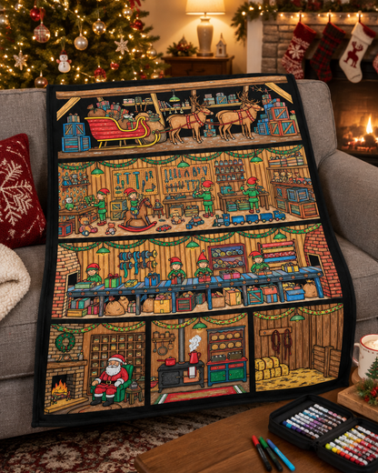 🎄 Color-Your-Own Christmas Fleece Blanket – Creative Holiday Activity + Fabric Markers