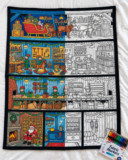 🎄 Color-Your-Own Christmas Fleece Blanket – Creative Holiday Activity + Fabric Markers