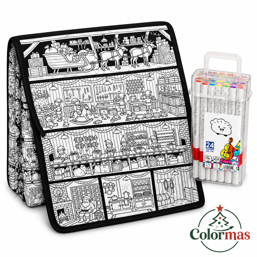 Santa's Workshop coloring blanket