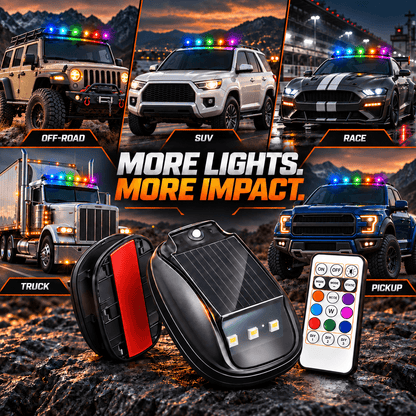 🔥Solar RGB Car Roof Lights – No Drilling, Wireless Control
