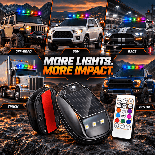 🔥Solar RGB Car Roof Lights – No Drilling, Wireless Control