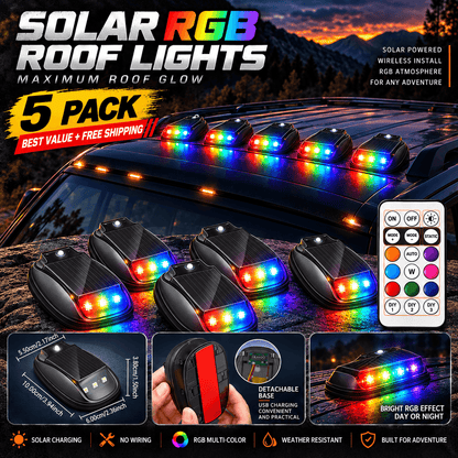 🔥Solar RGB Car Roof Lights – No Drilling, Wireless Control
