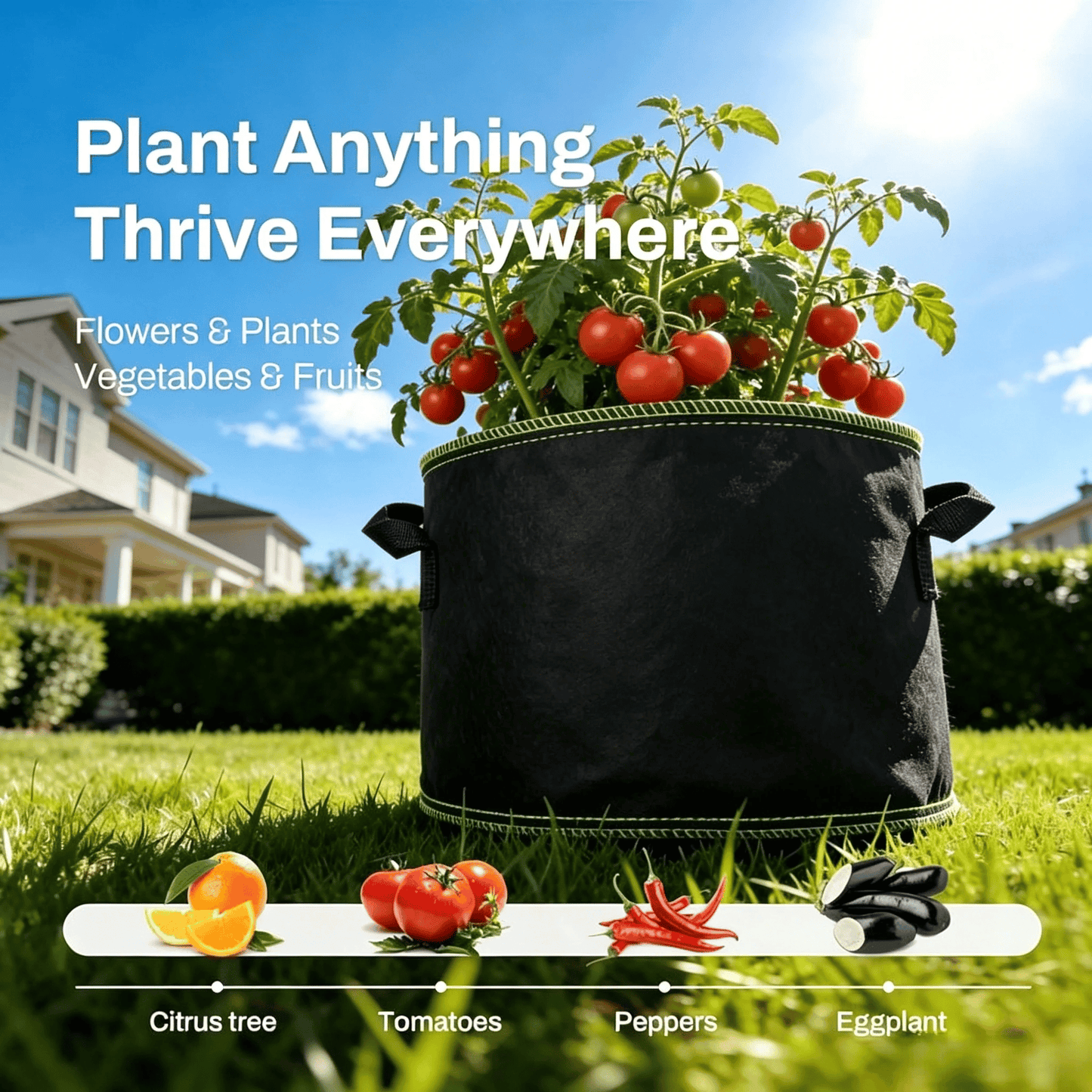 5-Pack 10 Gallon Grow Bags
