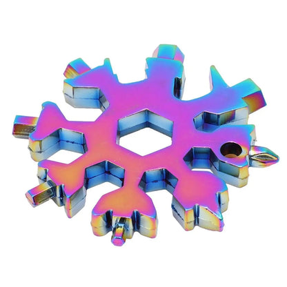 18-in-1 Snowflake Multi-Tool Keychain — EDC Wrench, Screwdriver & Bottle Opener
