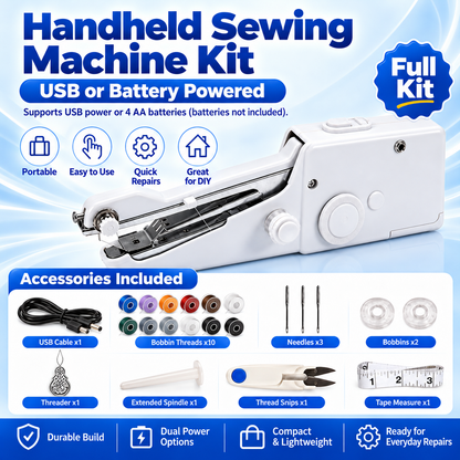 🧵✂Fix Loose Hems & Small Tears in Minutes — Handheld Sewing Machine