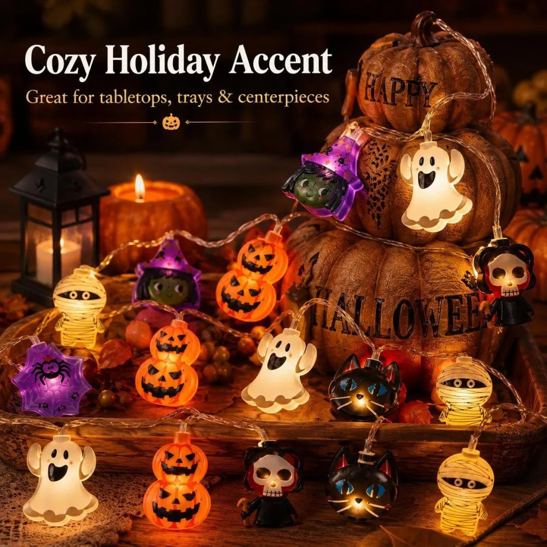 🔥49% OFF🎃Halloween USB LED String Lights👻 Pumpkin Witch Ghost Home Decor✨