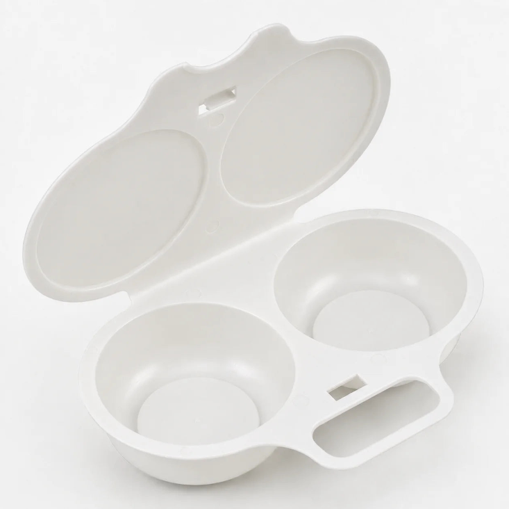 Easy to Clean Microwave Egg Steamer Mold BPA‑Free,Food‑Grade Plastic PP Material - Non-Stick,2 Cup Round Egg Maker