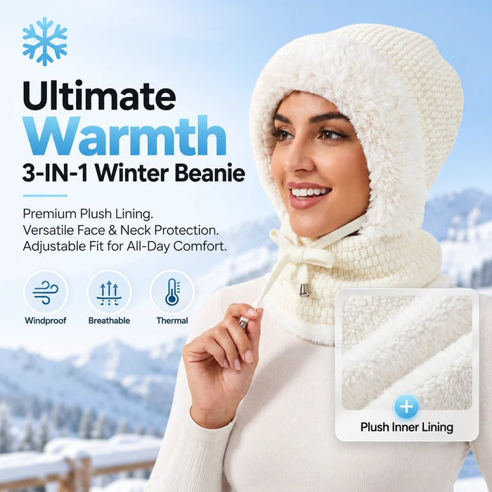 3-in-1 Winter Beanie with head, face and neck coverage