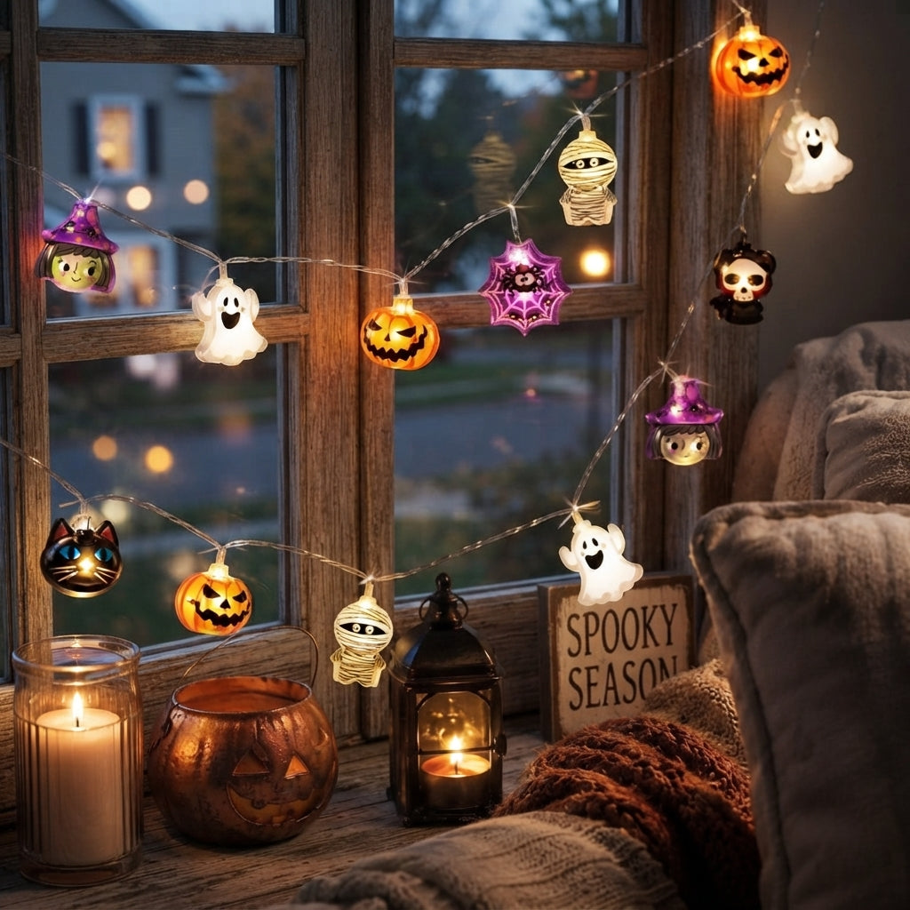 🔥49% OFF🎃Halloween USB LED String Lights👻 Pumpkin Witch Ghost Home Decor✨