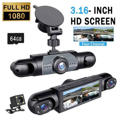 🎥 1080P HD Car Dash Camera | 🚘Infrared Night Vision, G-Sensor, Loop Recording & Adjustable Lenses