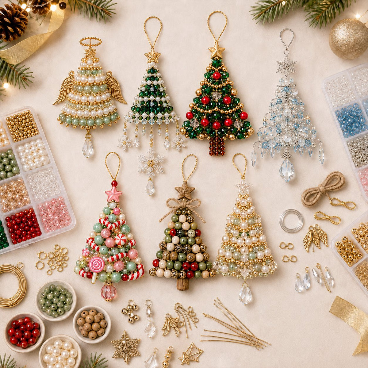 7 piece Christmas ornament kit collection